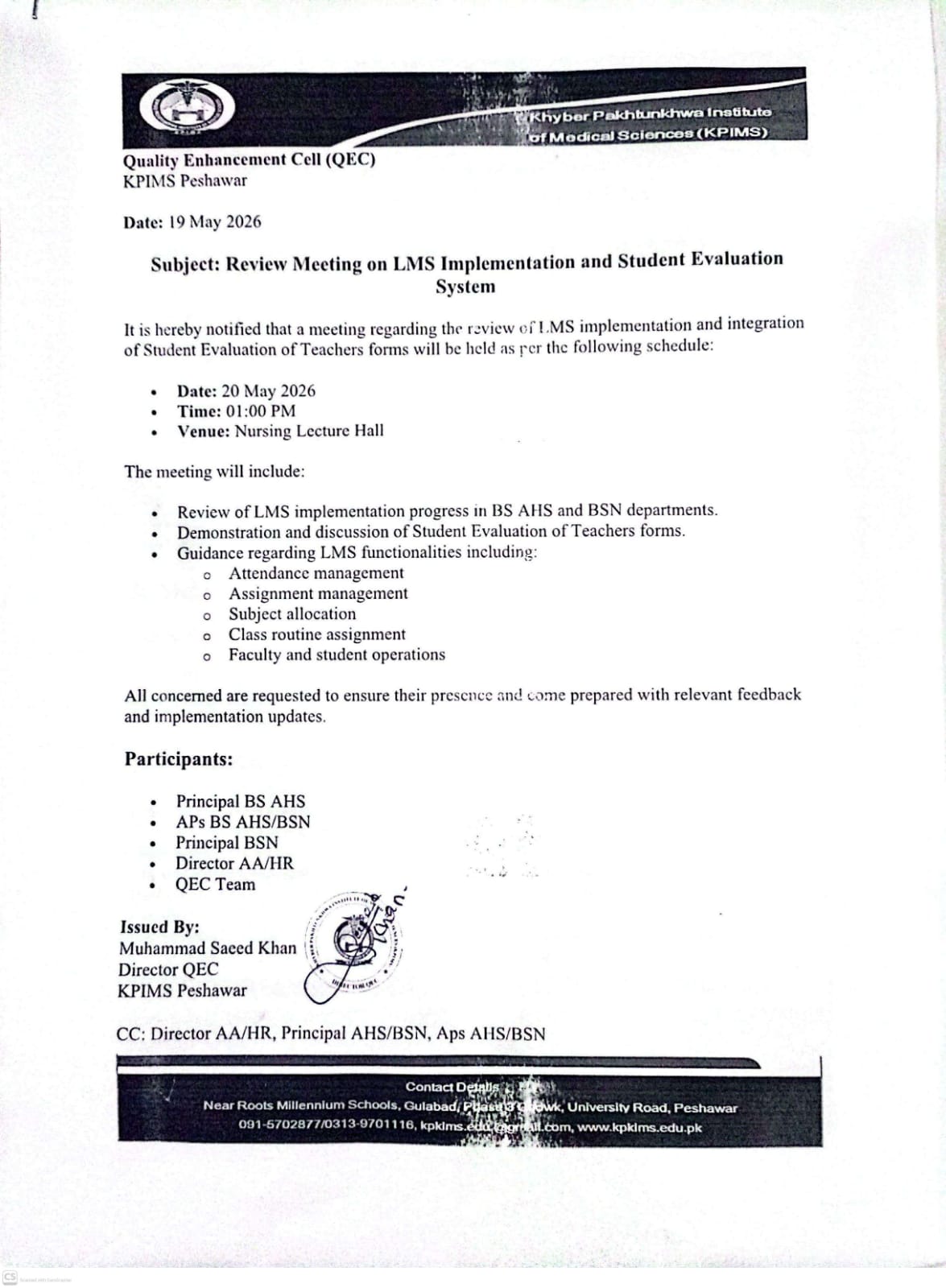 Review Meeting on LMS Implementation and Student Evaluation System