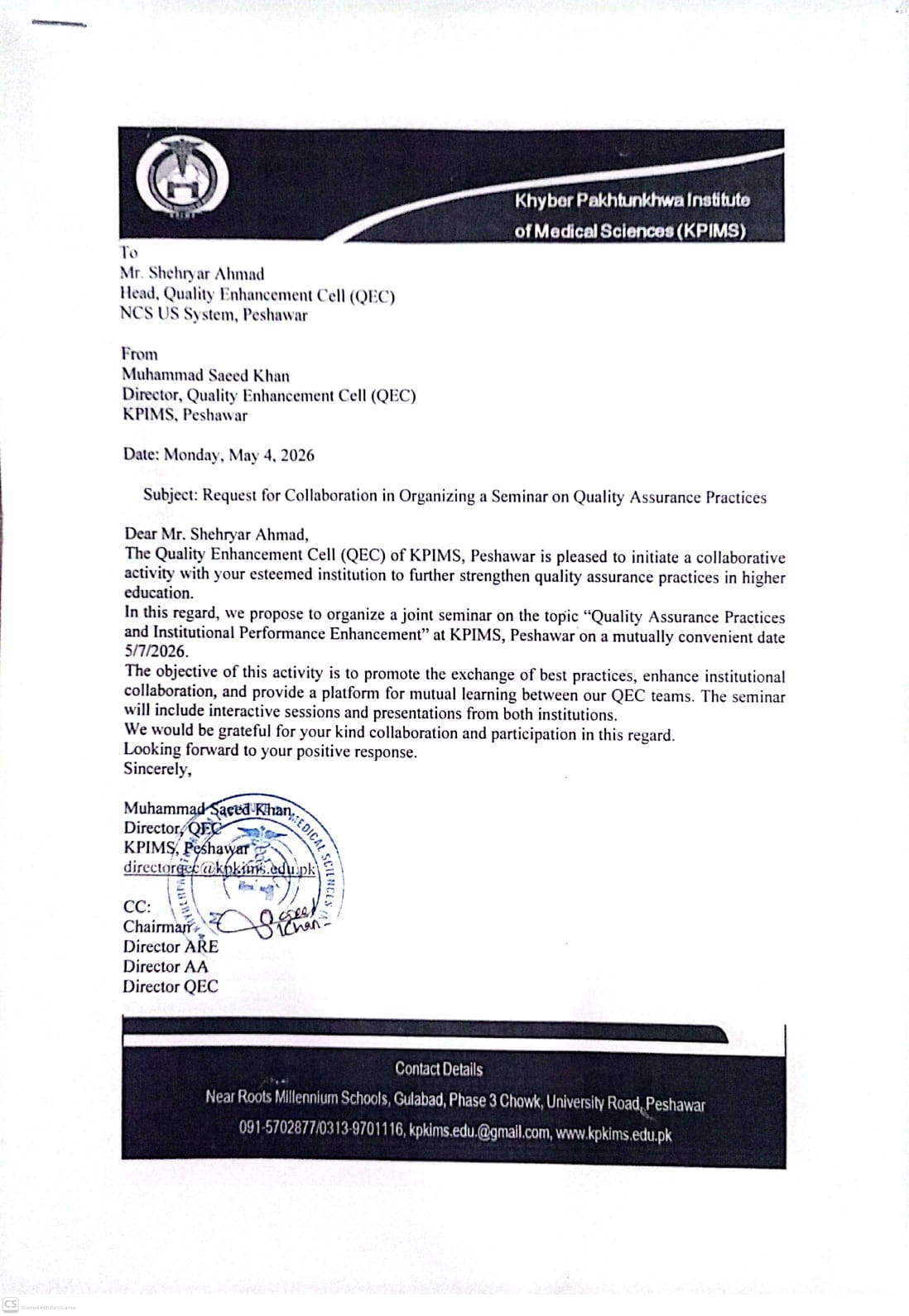Organizing a Seminar on QA Practices with NCS